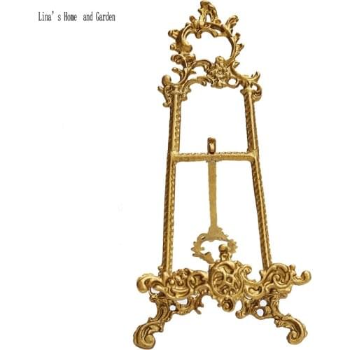 Royal style carving antique gold metal book stand