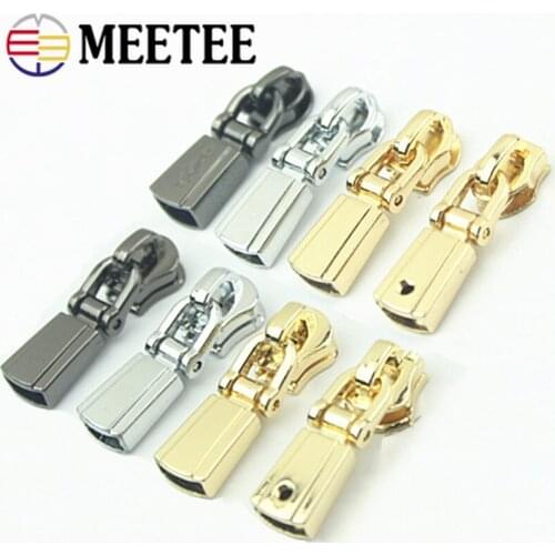 Meetee 10pcs 5# Zipper Sliders for Metal Nylon Zips DIY Screw pendant zippers puller head garment fastener zip slider Accessory