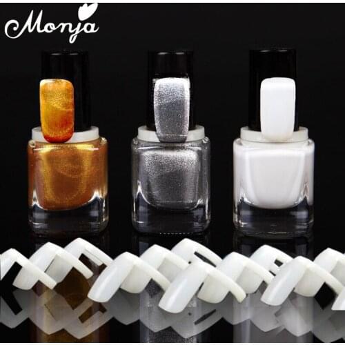 Monja 50 Pcs Nail Art UV Gel Builder Display for Bottle Shelf Ring Polish Color DIY Practice Nail Tips Showing Chart Full Nail