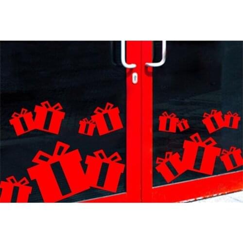 Store window wall sticker gift box new Year Christams Store shop office door decoration sticker Promotions window sticker