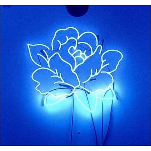 Neon Sign For Rose flowers lampara neon Glass Light Advertisement Cold Neon Guitar Store Display Neon Signs For Home Coffee Bar