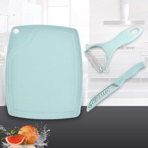 Stainless Steel Three-piece Fruit Knife Cutting Board Scraper Knife Peeler Kitchen Knife Household Kitchen Knife Set