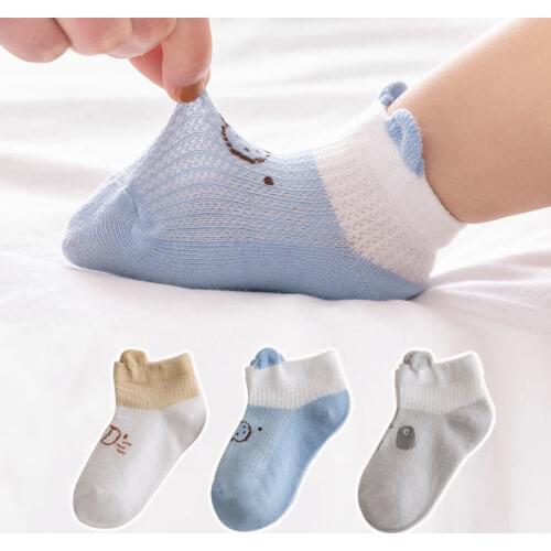 3 Pairs Cotton Childrens Socks Stereo Animals Summer Thin Kids' Mesh Socks Cute Girls Boys Cotton Socks