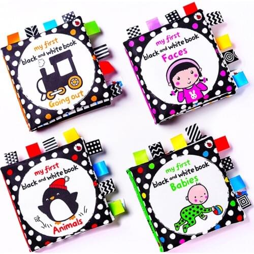 New Baby Black and White Label Cloth Book Newborn Cute Infant Early Education Books Cloth Quiet Books Ratteles Toy Kids Gifts