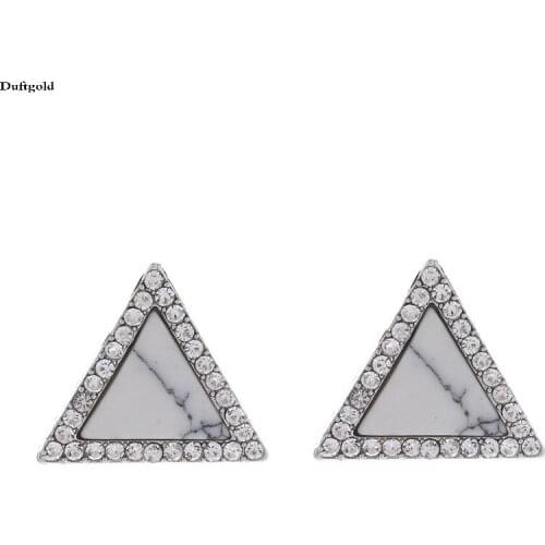New Fashion Triangle Crystal Earrings For Women Jewelry Natural Stone Brincos Fashion Stud Earrings Femme Jewelry Duftgold