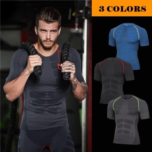 New 2019 Men sport short sleeve shape GYM Running Training compression comfort breathable quick dry clothing seamless sportswear