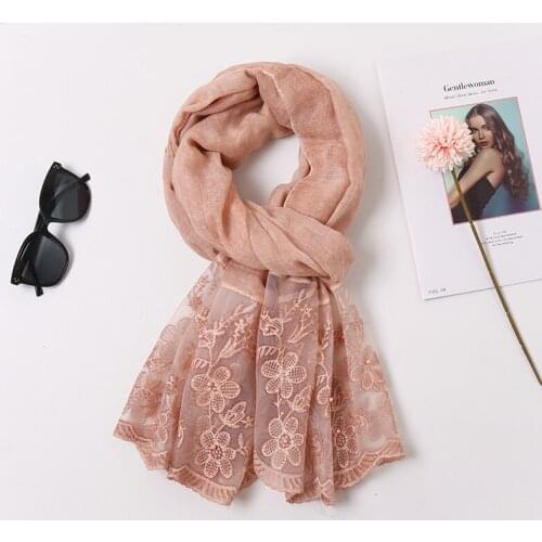Plain Embroidered Tie-dyed Cotton Scarf Muslim Women Hijab Floral Pearl Scarves Female Islamic Headband Musulman 10pcs/Lot