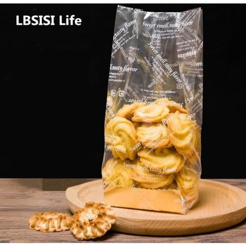 50 Sets Cookie Candy Bags With Paper Bottom Self Stand Bags For Bread Chocolate Food Package Party Birthday Wedding Decoration