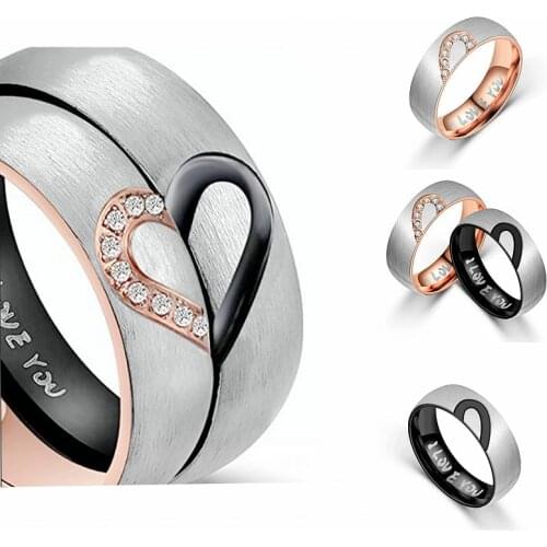 Titanium steel half peach heart-shaped couple ring I LOVE YOU stainless steel ring jewelry heart ring steel ring