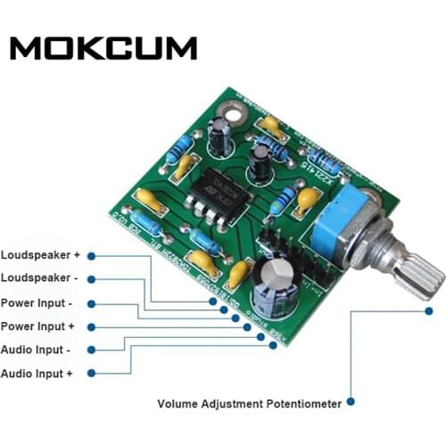 TDA2822M Mini Mono Audio Amplifier Board 2W BTL Amplifier Module Volume Adjustable Single Power 3V 5V 9V