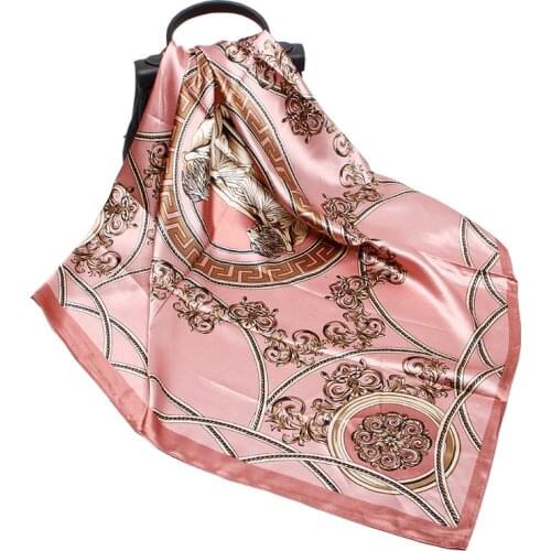 2020 90x90 Fashion print Multipurpose women Silk twill scarf Satin square tie Hairband ladies foulard femme towel bufanda shawl