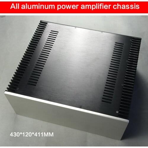KYYSLB 430*120*411MM All-aluminum Power Amplifier Chassis Class A Case DIY Power Supply Shell Audio Amplifier Box with Radiator