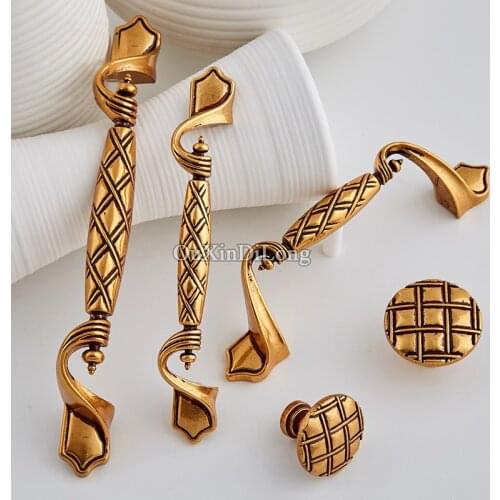 Stunning 10PCS European Antique Gold Furniture Handles Cupboard Wardrobe Closet Drawer Kitchen Cabinet Pulls Handles and Knobs