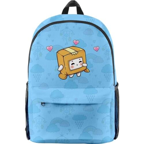 Lankybox Fashion Oxford Cloth Shoulder Backpack Printed Multi Zipper Pack Casual Girls Student School Bag