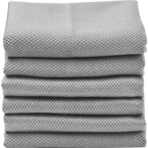 Sunland Microfiber Glasses Towel Cleaning Cloth for Stainless Steel Appliances Wine Window Polishing Towel Grey 16inx16In 6 Pcs