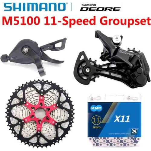 Shimano Deore M5100 11 Speed Groupset 1x11 speed right shift lever Rear Derailleur KMC Chain SunShine Cassette 46T 50T 52T