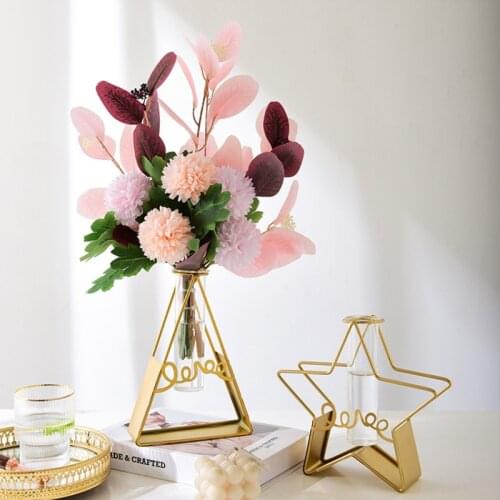 Nordic living room wrought iron glass vase desktop flower arrangement hydroponics household simple decorative ornaments