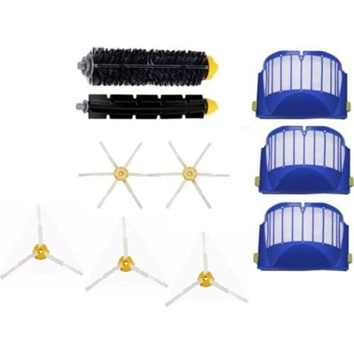 Compatible for IRobot Roomba 600 Series,610 620 625 630 650 Bristle&Flexible Beater 3-Armed Brush Filters Kit 10 PCS