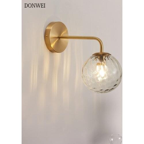 Modern Glass Wall Lamp Gold Led Wall Light Fixtures for Home Decor Corridor Bedroom Bathroom Mirror Lights Nordic Indoor light