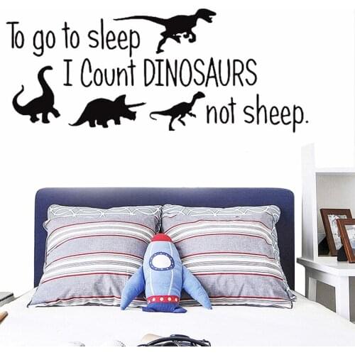 Nursery Wall Sticker Dinosaur Vinyl Decal Babys Bedroom Decor Kids Room Decoration Quotes Sleep Count Jurassic Animals Art Mural