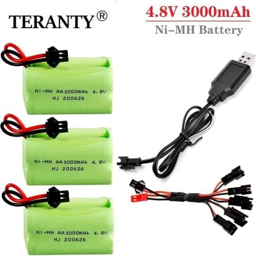 T Shape 4.8v 3000mAh NiMH Battery Charger Sets For RC Cars Robots Tanks Guns Boats Trucks AA 4.8v Rechargeable Battery Pack