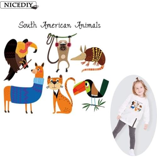 Nicediy Animal Heat Transfer Patches For Clothes Sticker Diy Cute Iron On The Letter Transfer Thermocollants Printed T-Shirt