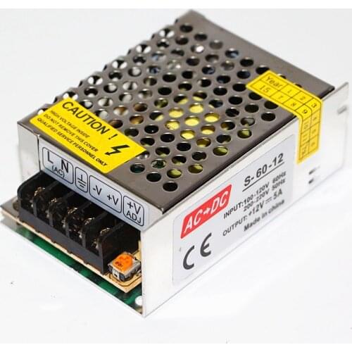 DC12V 5A Lighting Transformers AC 110V 220V to DC 12V LED Driver 60W Power Adapter For 5m LED Strip light Switch Power Supply