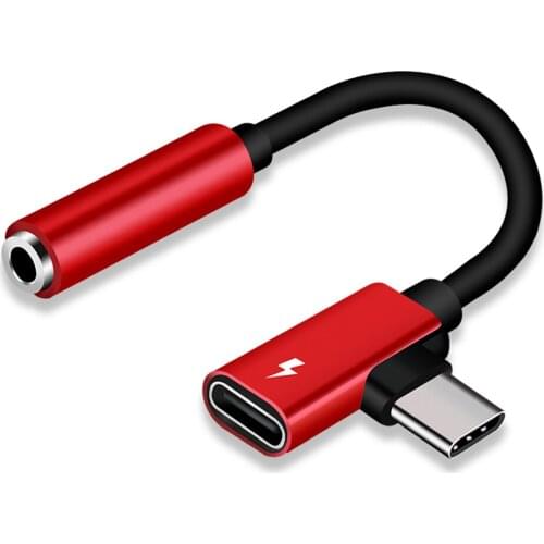 90 Degree 3.5mm Usb C Charging Headphone Adapter 2 in 1 Type C To Jack 3.5mm Audio Adapter for Xiaomi Huawei