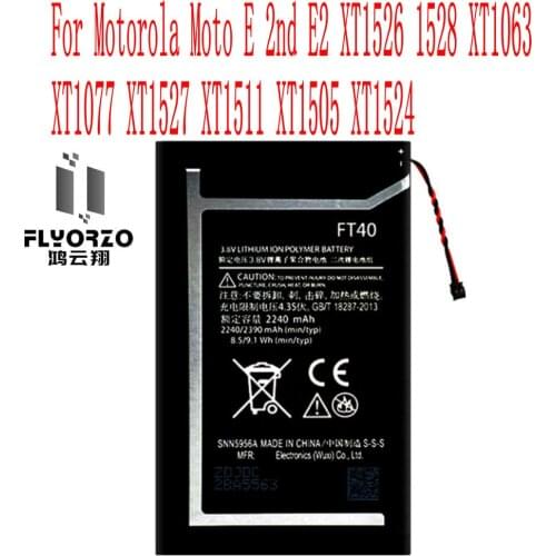 High Quality 2240mAh FT40 Battery For Motorola Moto E 2nd E2 XT1526 1528 XT1063 XT1077 XT1527 XT1511 XT1505 XT1524 Cell Phone