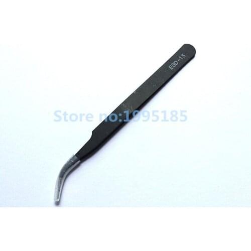 1PCS Thickened by hard Precision Tweezers ESD-15 stainless steel prongs electronic anti -static black