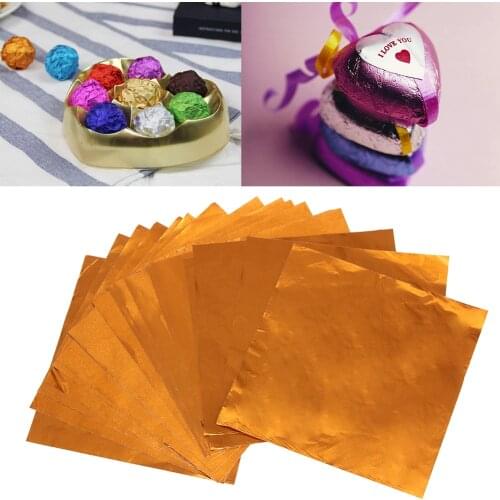 100pcs Aluminum Foil Candy Packaging Papers DIY Chocolate Foods Gift Package New Year Party Wedding Supplies
