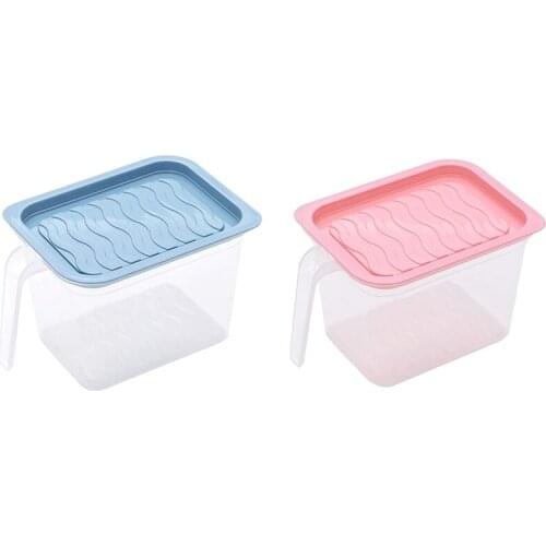 2Pcs Refrigerator Multi-Layer Fresh-Keeping Box Kitchen Sealed Storage Fresh-Keeping Storage Box (Blue+Pink)