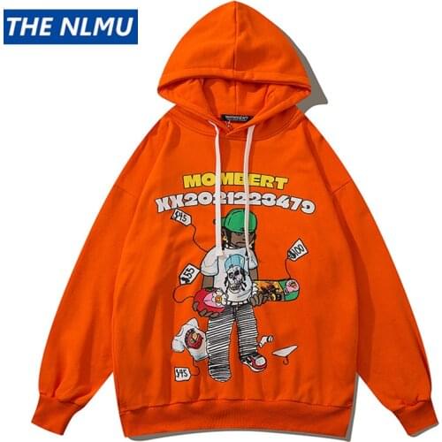 2021 Autumn Cartoon Print Hoodies and Sweatshirts Men Hip Hop Loose Hoodie Streetwear Harajuku Casual Cotton Tops WE293