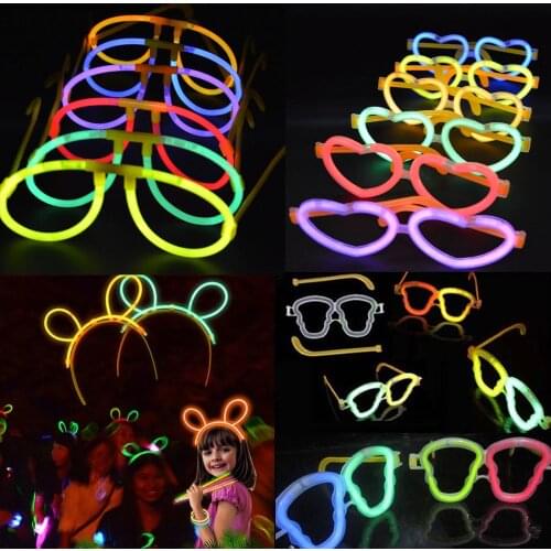 24pack Glowstick Bracelet Glow Eye Glasses Bunny Headband Necklaces Glow in The Dark Light-up Christmas Halloween Toy Party Pack