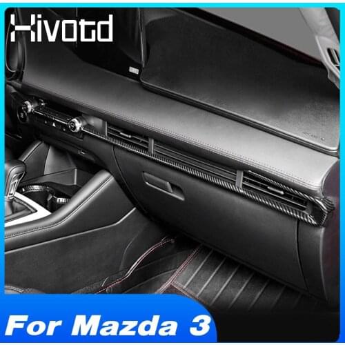 Hivotd For Mazda 3 2021 2020 2019 Axela Interior Accessories Carbon Fiber Car Central Control Decoration Trim Cover Modification