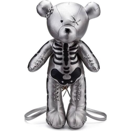 ANNRMYRS 2021 New Fashion Skeleton Bear Female Backpack Punk Style School Bags Designer Backpacks for Adolescent Girls Gifts