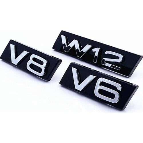 The car logo emblem sticker V6 V8 W12 For AUDI A3 A4 A5 A6 A7 A8 Q3 Car Front Grille Emblem Badge