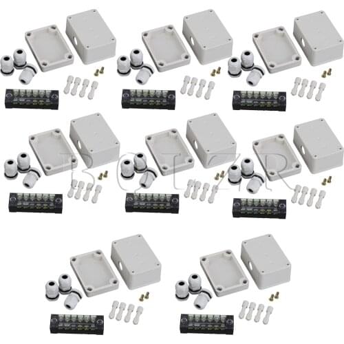 BQLZR Plastic Square 6 Bit Junction Project Box White 95x65x55mm Pack of 8