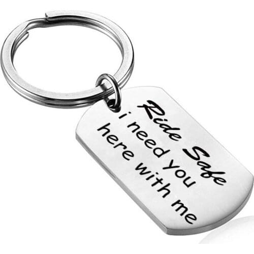 Ride Safe I Need You Here with Me Family Couple Keychain Stainless Steel Pendant Jewelry Keyring Gift