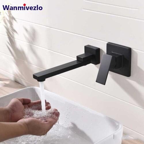 Blacken Bronze One Handle Two Hole Wall Mount Basin Faucet Solid Brass Bathroom Lavatory Sink Mixer Taps Faucet Accessory