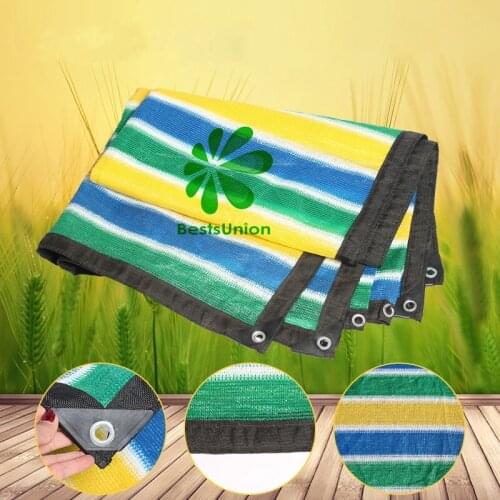 Colourful Stripe Sun Shade Net Outdoor Courtyard Villa Flowers Sun Shelter 90% Shading Rate Thicken Garden Awning