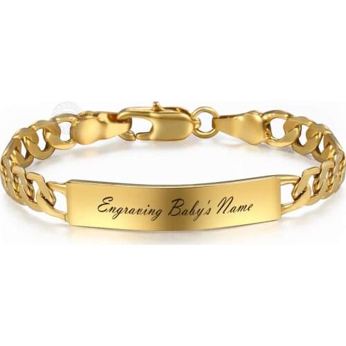 Davieslee ID Bracelet For Baby Figaro Chain Yellow White Gold Filled Bangle 4.5inch 5mm 11.5cm Fashion Jewelry LGBM100