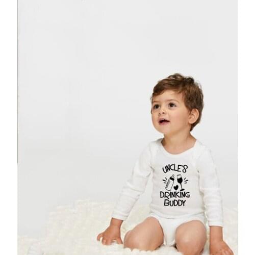 Uncles Drinking Buddy Print Baby Bodysuits Boys Girls Unisex Autumn Long Sleeve Bodysuit Winter Ropa Onesie 0-24M