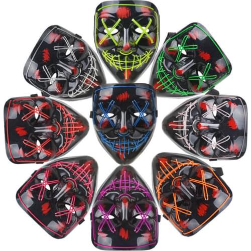 Halloween horror glowing mask with blood V-shaped face mask LED cold light mask
