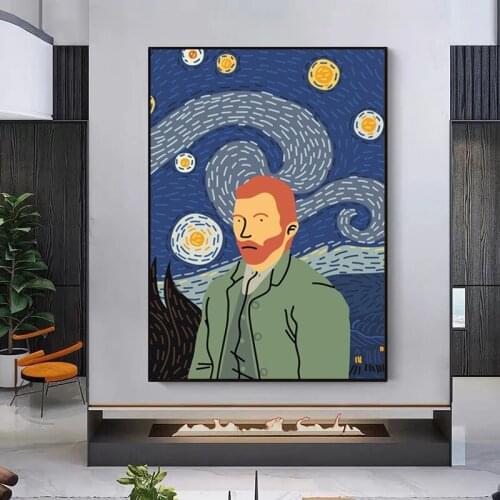 Famous Fun Van Gogh Art Canvas Painting Abstract Figure Posters and Prints Wall Art Picture for Living Room Home Artwork Decor
