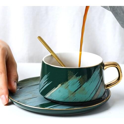 Creativity Luxury Cup Saucer Porcelain Nordic Modern Reuseable Eco Friendly Coffee Cups Handmade Tazas De Cafe Drinkware EK50BD
