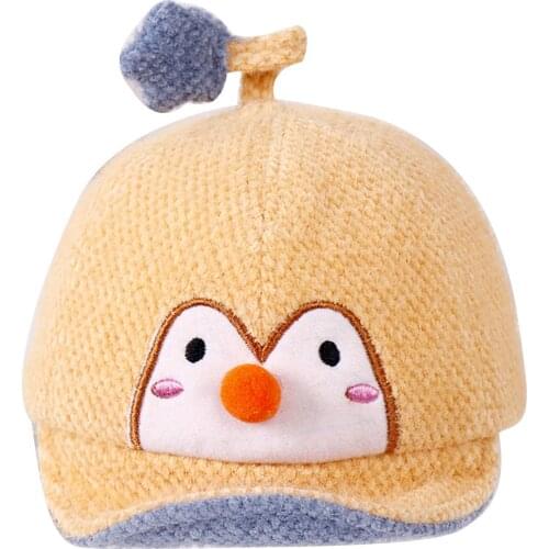 Cute Kids Baseball Cap Autumn Winter Cartoon Penguin Children Hat Plush Baby Peaked Cap Warm Sunhat Headwear Baby Boy Girls 2020