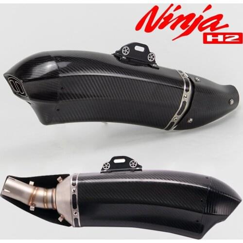 Ninja H2 Slip- on Motorcycle Exhaust Muffler Link Pipe with Heat Shield Carbon Fiber Exhaust Escape Moto for Kawasaki Ninja H2