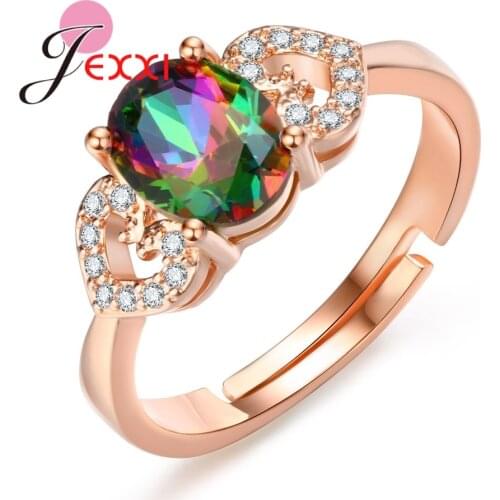 New Arrivals Special Offer Female Wedding Fashion Jewelry Women Colorful Round National Zirconia Rose Gold Rings