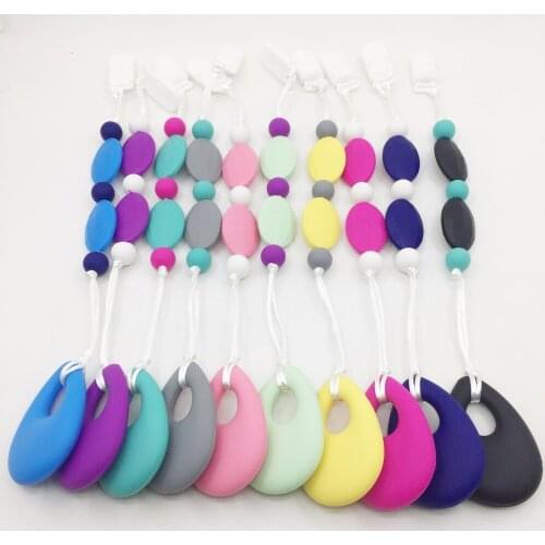 New Silicone Tear Drop Teething Pacifier clip with beads for baby chew Necklaces